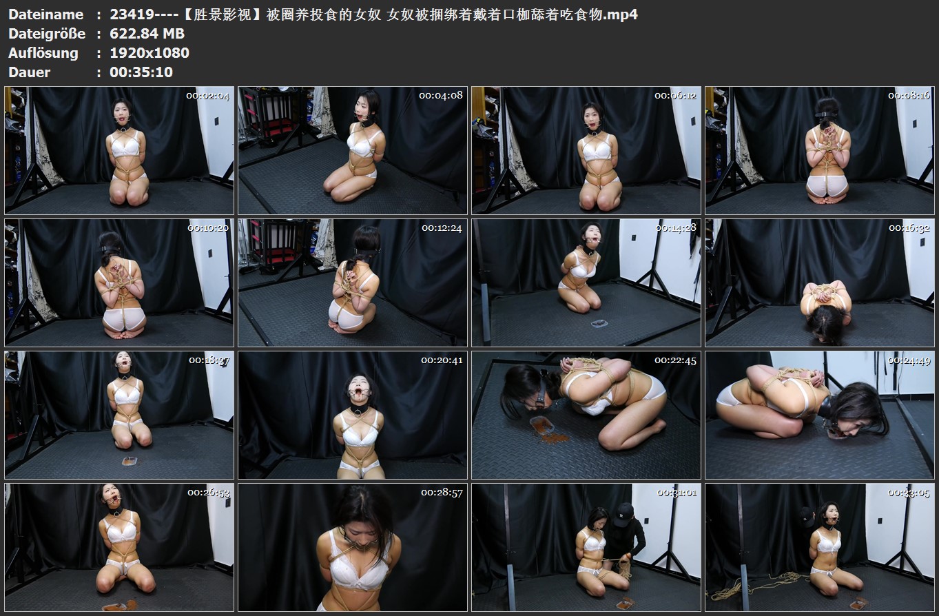 23419----【胜景影视】被圈养投食的女奴 女奴被捆绑着戴着口枷舔着吃食物.jpg