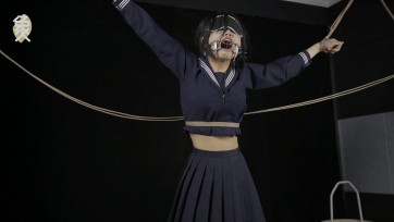 【象人原创】小0-大字站立放置+鞋底抹油+开口器+毁颜，口水鼻涕控制不住的一起往下流。