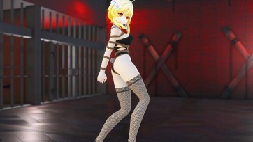 【3D动画】【原神】荧妹穿着网袜兔女郎被捆绑