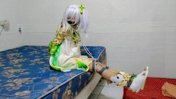 【TiedIndonesia】【原神束縛】《樹神三縛》師傅將娜希達束縛在三個不同的位置，讓她難以逃脫