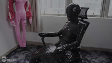 【闪闪工作室】木乃伊人形椅 - 三小时的保鲜膜胶带全包虐口玩弄放置