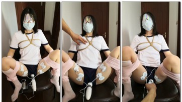 【绳艺束】可爱女生椅子上的胶带 束缚体验
