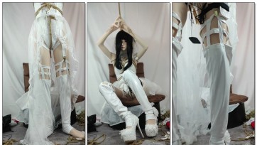 【Kigurumi】头壳间谍过家家约尔太太同人白花嫁婚纱cos龟甲缚恨天高自缚玩耍，郊狼电击器g塞刺激，双手吊绑