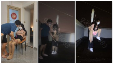 【欢乐谷原创】罚站后的丫丫被押到天台继续露出折磨