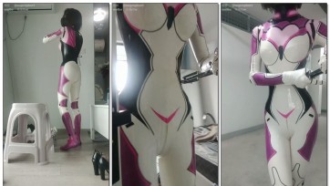 【waprophet】双层乳胶衣王者荣耀妲己时之彼端cos外出拿快递，45厘米g塞加入，地下室高chao拔出