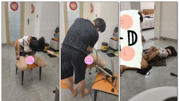 【欢乐谷原创】大叔下班回家继续调教已经被放置崩溃的丫丫！