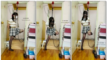 【坎喵】黑丝JK单脚吊缚自缚