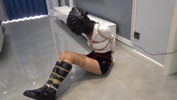 【蔚蓝艺束】安安锁铐头套逃脱游戏，龟甲缚股绳直臂紧缚，压舌口枷口水直流