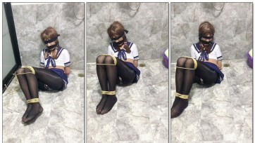 【yy酱】浴室的强制GC！水手服与油亮丝袜捆绑蒙眼堵嘴，双跳D的强制GC与丝袜冰火淋浴的双重刺激！