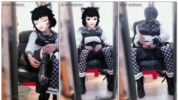 【Yecai】性感机车服开档黑丝袜自缚，马蹄高跟靴/椅子自缚飞机杯自W，缚手缚腿，紧缚高chao，全包头套口枷口水流水