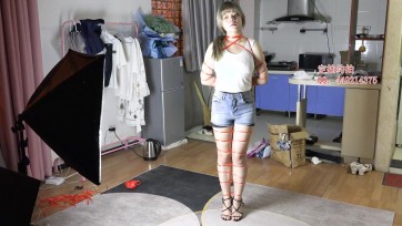 【子衿原创】美琦细绳勒脖五花反手绑手腕手指站立绑腿，捆绑细节