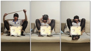 【Toph】伪娘反差俏皮马尾女高校服折腿缚