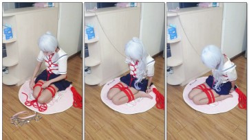 【Bondage-冷酱】冷酱cos神里凌华跪姿自缚 龟甲 跪腿缚 手铐 td强制gc放置挣扎