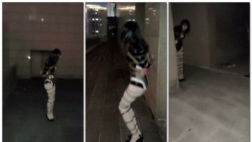 【此间鸽者】紧身衣全身紧缚户外露出挑战