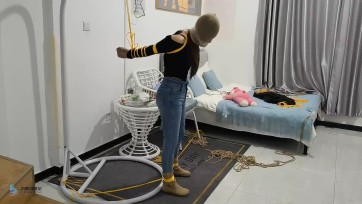 【JS】【晓凡】欧式直臂后手吊/丝袜塞嘴/短靴/丝袜套头/胶带缠绕