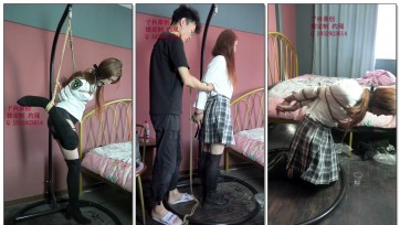 【子衿原创】菲菲五花单脚吊绑口球口水，直臂跪绑口水收集