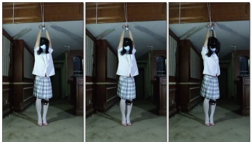 【绒曦】伪娘绒曦强制垫脚高跟鞋定时锁自缚吊缚