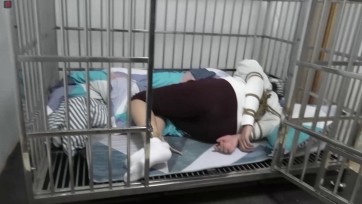 【绳之韵】瑾瑜的清明假期，第四集：笼中第一夜上集——乖狗狗捆绑入笼，白袜小乖狗，5CM大号口球堵嘴，驷马捆绑，股绳固定棒，笼中过夜的训练与测试