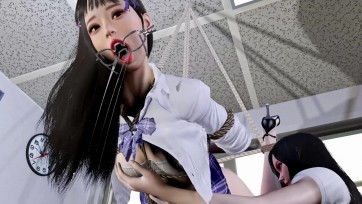 【3D动画】（绳缚教室）女绳师课堂上为学生们详细地演示捆缚的各种花样，并亲身示范了绑缚下强劲的高度刺激