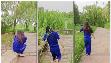 【一颗露露子】校服郊狼光脚户外电击行走