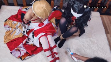 【BadCat】【双女 远坂凛XSaber Cos】五花紧缚 堵嘴 挠脚心 耳光 最后双女惨遭紧缚TK